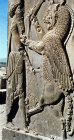 Iran, formerly Persia, Persepolis, capital of the Achaemenid Empire, bas-relief of Darius killing Mush Mush